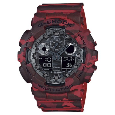 Reloj Casio H.g-shock, Militar. Rojo/neg GA-100CM-4AER